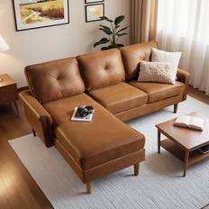 Wade Logan Brown Brevick 2 Piece Sectional Sofa 86.7" 2pcs 3 Seater
