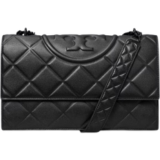 Tory Burch Fleming Matte Leather Convertible Shoulder Bag - Black