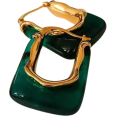 Shein 1pair Retro Green Earrings With Cold Style and High-end For Women