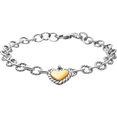 David Yurman Cable Cookie Classic Heart Charm Bracelet - Gold/Silver