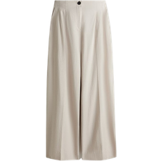 H&M Wide Linen Blend Trousers - Light Beige