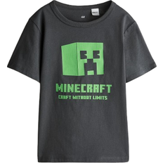 H&M Printed Cotton T-shirt - Dark Grey/Minecraft (1117462039)