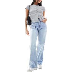 Stradivarius Petite Dad Jeans - Ljusblå Dad Jeans Med Vida