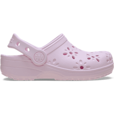 Crocs Toddler Classic Floral Cutout Clog - Pink Milk