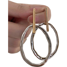 Shein Metallic Color-blocked Oval Shaped Drop Earrings For Women, Fashionable & Versatile & Simple