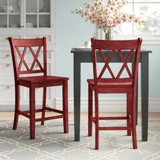 Three Posts Fortville Solid Wood Counter 41.54 H x 18.7 W x 21.26 D Seating Stool 41.5" 2pcs