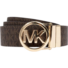 Michael Kors Reversible Logo with Logo Buckle Belt Chocolate/Black/Gold