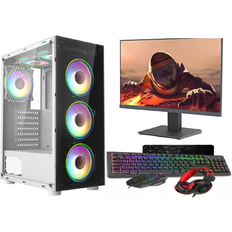 AMD Ryzen 5 Desktop Computers Asc Technology Gaming 22 White 6 Fan Bundle