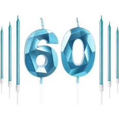 Yiran Boys Blue 60th Birthday Candles Set