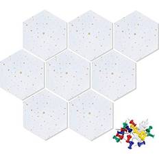 Felt Hexagon Bulletin Board with 20 Pins Pack of 8