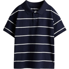 H&M Cotton Polo Shirt - Navy Blue/Striped (1275457004)
