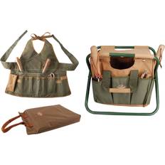 Esschert Design Garden Tool Stool Kneeling Pad Ladies Apron Set