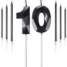Yiran Black 10th Birthday Candles Set