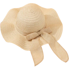 Shein Women Khaki Wave Striped Bow Sun Hat - Halloween