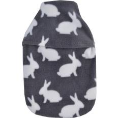 White Heat Bottles Vagabond White Rabbits Grey Fleece 1L Hot Water Bottle