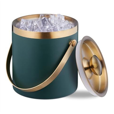Gold Ice Buckets Exogio Stainless Steel Double-Walled With Lid&Handle Green Gold Ice Bucket