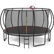 Trampolines Fun Orange Outdoor Trampoline 16-ft Round Backyard FUN25BC03