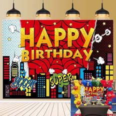 Red Spider Web Superhero Birthday Backdrop 7 x 5 ft