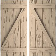 Windows Ekena Millwork Rustic 4 Board Joined B-N-B Faux Wood Shutters 22 x 52 Timber Window Shutter