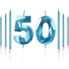 Yiran Boys Blue 50th Birthday Candles Set