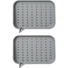 Grey Soap Holders Zeuxo 2 Pack Non-Slip Self Draining Silicone Soap Holder