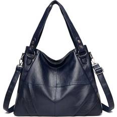 Pleated Handbag Women's All-match Shoulder Messenger Tote Bag - Dark Blue