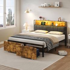 Double Bed Frame With 2 Storage Drawers 116cm H x 205cm W x 136cm L