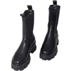 PrettyLittleThing Black Extreme Chunky Sole Calf High Chelsea Boots