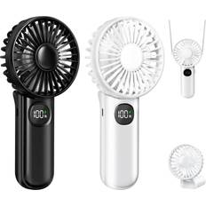Black - Cold Air Fans Hand Held Fans Zeuxo Mini Portable Handheld Fan 2 Pieces