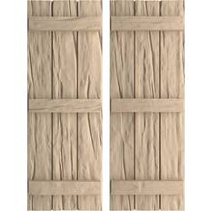 Windows Ekena Millwork Rustic 3 Board Joined B-N-B Faux Wood Shutters 16.5x78 Timber Window Shutter