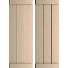 Windows Ekena Millwork Rustic 3 Board Joined B-N-B Faux Wood Shutters 16.5x82 Timber Window Shutter