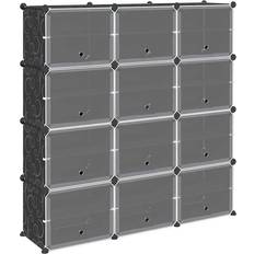 Black Shelving Systems vidaXL Mit 12 Würfeln und Türen Schwarz Pp Regalsystem