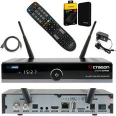 Digital TV Boxes Octagon SF8008 Supreme UHD 4K PVR H.265 E2 Linux Dual WiFi 2x DVB-S2X Twin Receiver inkl. 1TB USB Festplatte