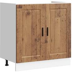 vidaXL Diskbänk Underskåp Åldrat Trä 80x46x81.5 cm Förvaringsskåp