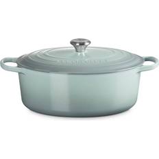 Le Creuset Signature Cast Iron Oval Oven 8 Qt Sea Salt with lid 2 gal