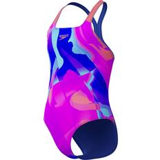 Pink Bathing Suits Children's Clothing Speedo Kid's Digital Allover Powerback Swimsuit - Pink/Blue