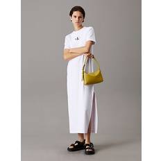 Calvin Klein Dame Kjoler Calvin Klein Ribbed Cotton Maxi T-shirt Dress - White