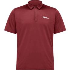 Jack Wolfskin Men Polo Shirts Jack Wolfskin Delgami Short Sleeve Polo - Deep Ruby