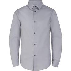 Spandex Shirts Children's Clothing Calvin Klein Big Boys Slim Fit Solid Stretch Poplin Shirt Silver Silver