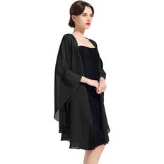 Chiffon Shawl Bridal Wedding Wrap Long Evening Scarves - Black