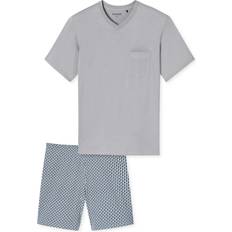 Herre - Sølv Nattøj Schiesser Pyjamas Kort Essentials - Lysegrå/Sølv