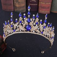 Red Crowns & Tiaras Fancy Dress Zhike Baroque Queen Crowns Rhinestone Crystal Tiara Bridal Crown