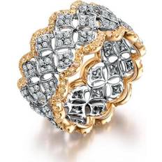 18k Rose Gold Pave Diamond Ring - 925 Sterling Silver