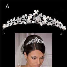 Green Crowns & Tiaras Fancy Dress XZGSTORE Wedding Bridal Prom Queen Pearl Crystal Flower Tiara 5 Styles Green