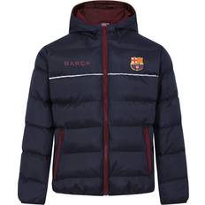 FC Barcelona Boys Jacket Hooded Winter Quilted Kids - Navy
