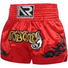 Red Martial Arts Uniforms Ruizu Kickboxing Shorts Anti-friction Easy To Clean Polyester Cord Design