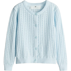 H&M Cotton Cardigan in Pointelle Knit - Light Blue (1273021001)