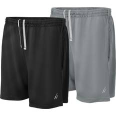 NY Threads Men's Athletic Shorts 2 Pack Quick Dry Lightweight Running Workout Gym Shorts - Black/Medium Grey