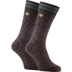 FARAH Mens Thick Cotton Chunky Knitted Formal Boot Socks - Brown