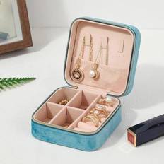 Maxpower Velvet Jewelry Box For Women Necklace Ring Earrings Organizer - Blue